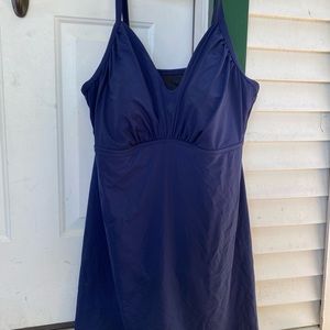 EUC Lands End Navy Blue Swim Dress